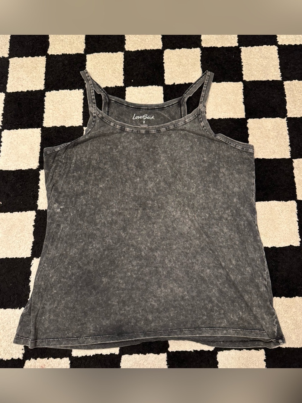 Torrid LoveSick Women's Acid Washed Black/ Gray Tank Top Size 2